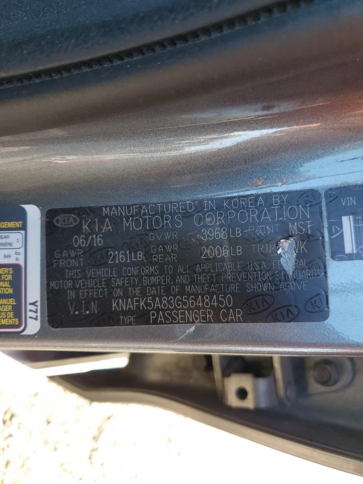 2016 Kia Forte Lx VIN: KNAFK5A83G5648450 Lot: 91827235