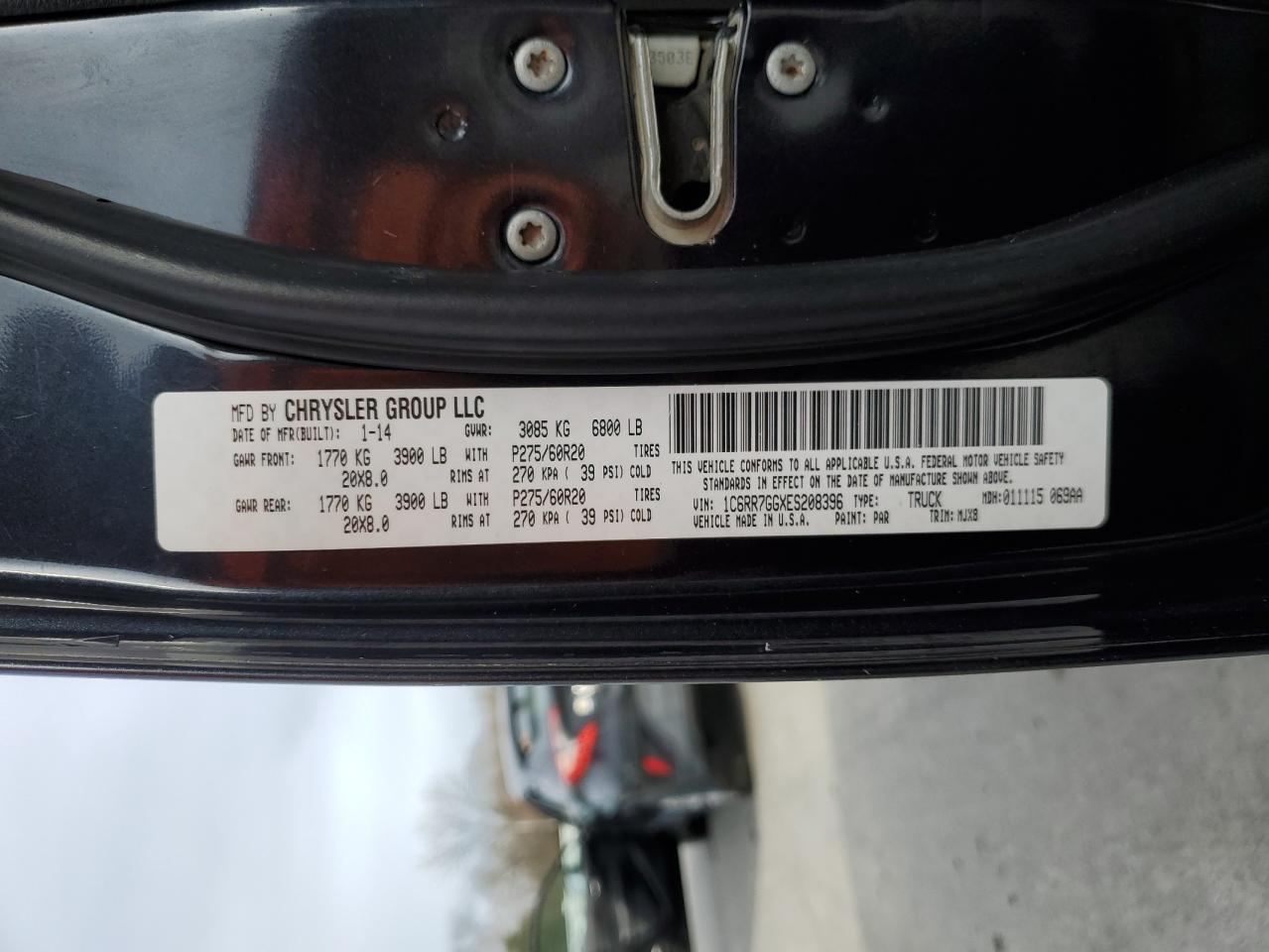 2014 Ram 1500 Slt VIN: 1C6RR7GGXES208396 Lot: 93495225