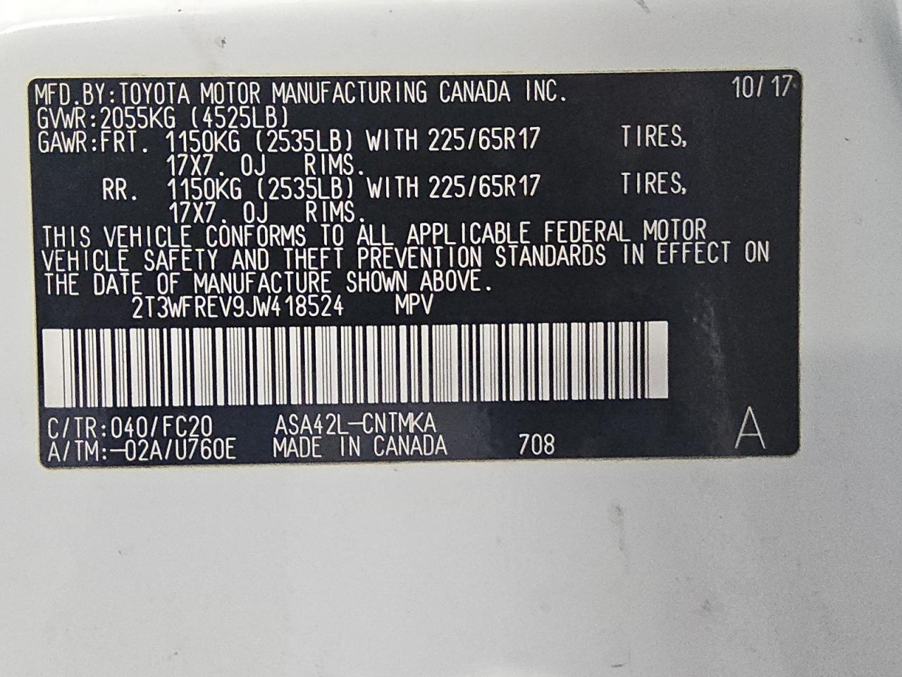 2018 Toyota Rav4 Adventure VIN: 2T3WFREV9JW418524 Lot: 85394345