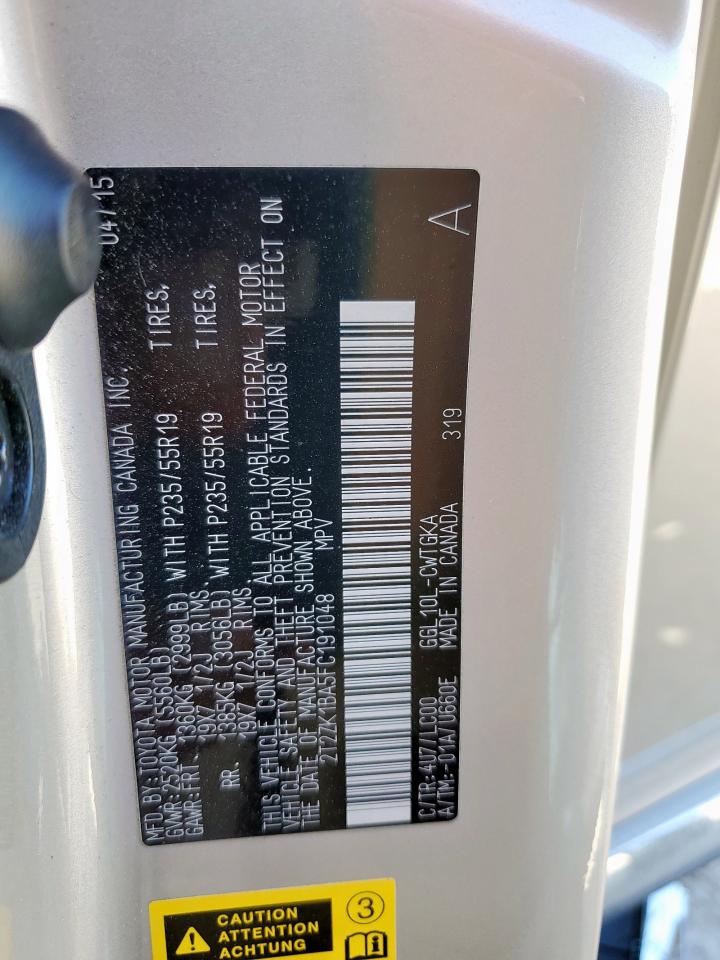 2015 Lexus Rx 350 VIN: 2T2ZK1BA5FC191048 Lot: 90460745