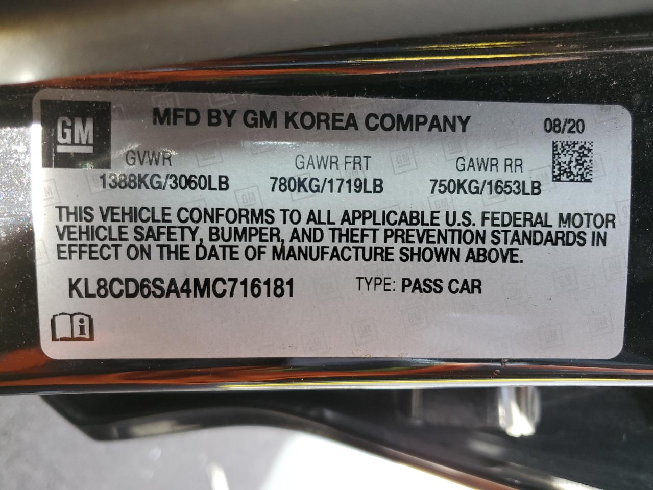 2021 Chevrolet Spark 1Lt VIN: KL8CD6SA4MC716181 Lot: 91666235