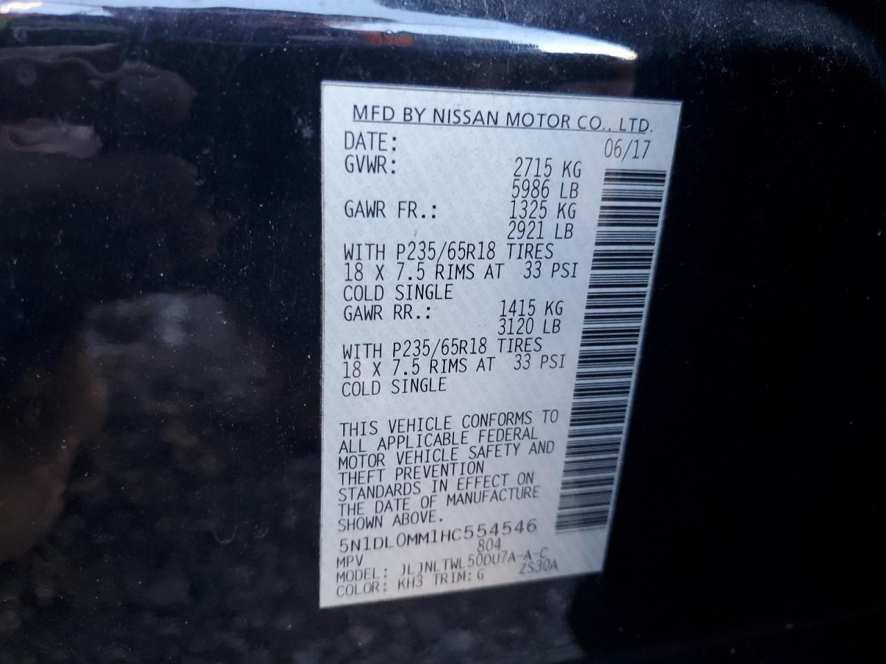 2017 Infiniti Qx60 VIN: 5N1DL0MM1HC554546 Lot: 91699245