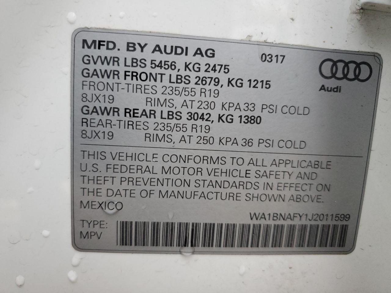 2018 Audi Q5 Premium Plus VIN: WA1BNAFY1J2011599 Lot: 91484215