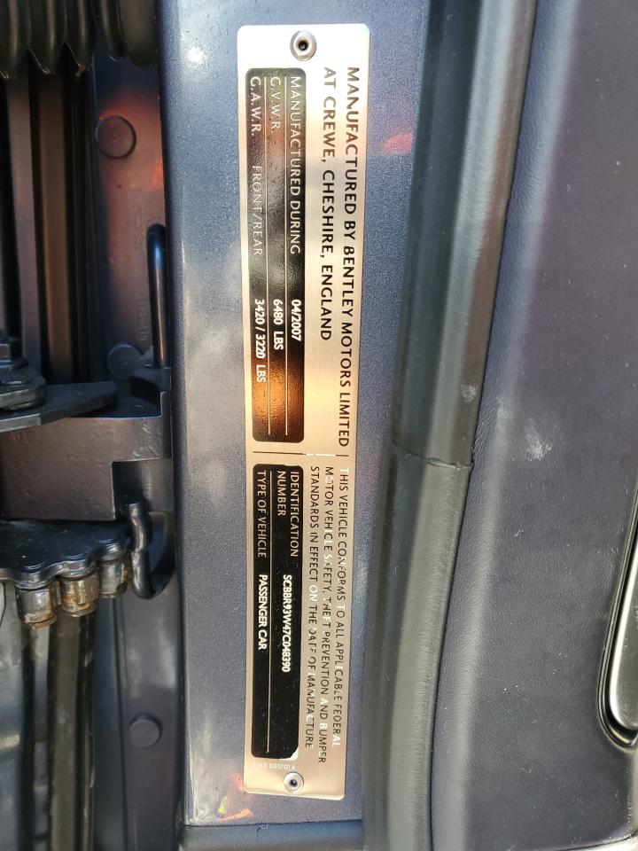 2007 Bentley Continental Flying Spur VIN: SCBBR93W47C048390 Lot: 92455955