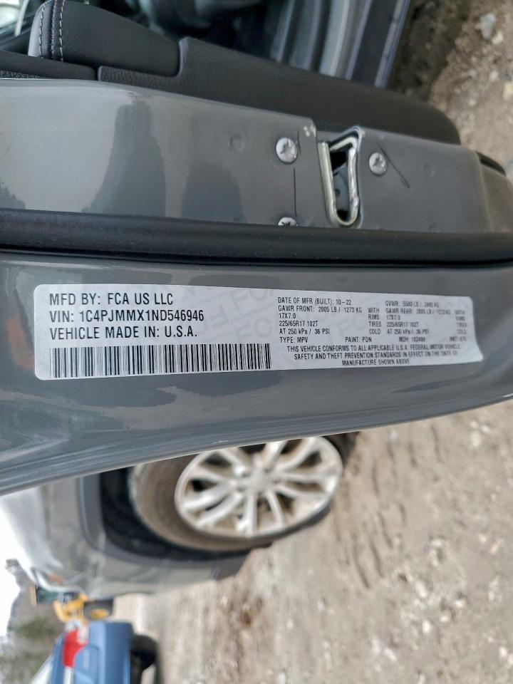 2022 Jeep Cherokee Latitude Lux VIN: 1C4PJMMX1ND546946 Lot: 94445165