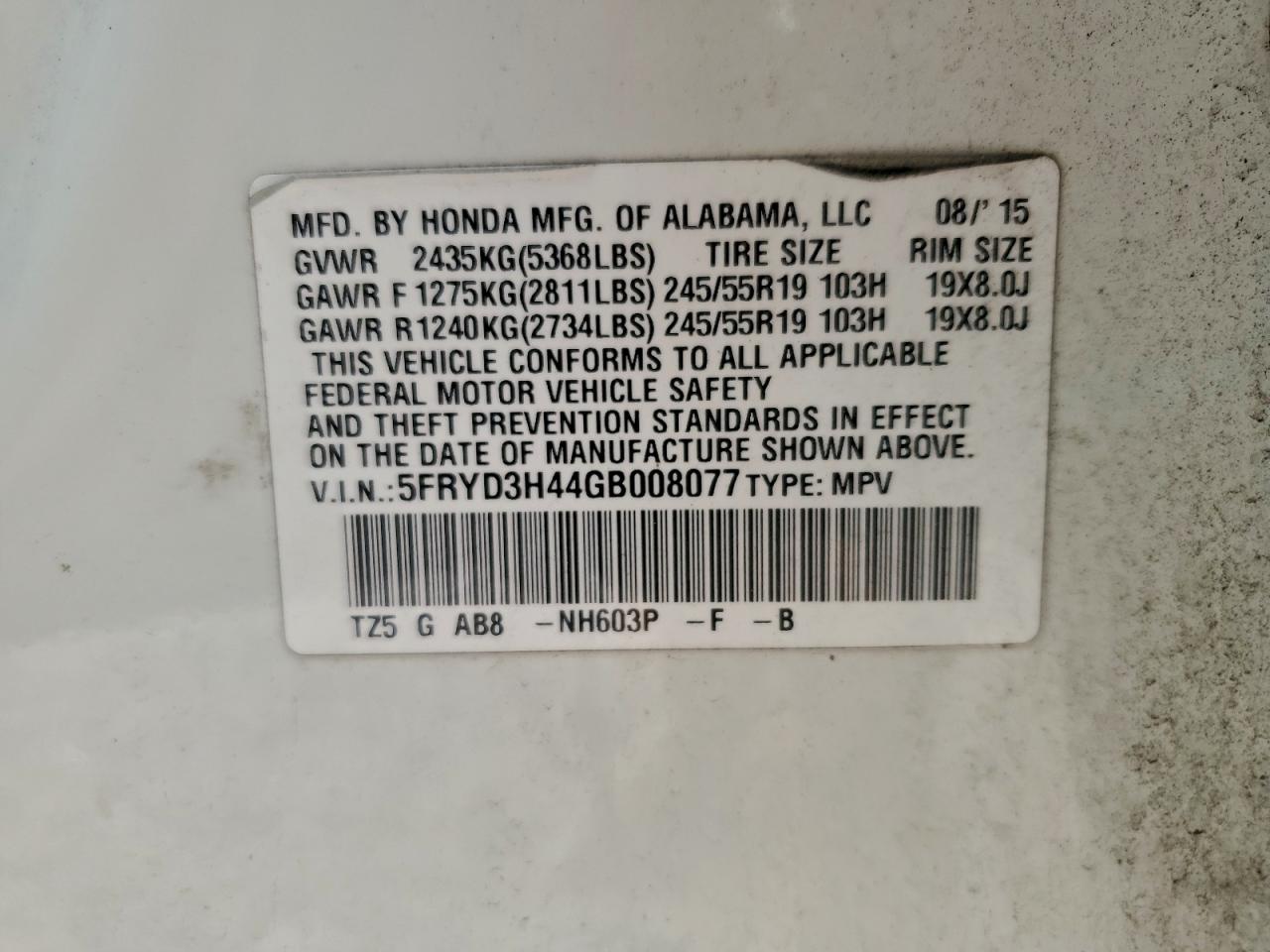 2016 Acura Mdx Technology VIN: 5FRYD3H44GB008077 Lot: 92930485