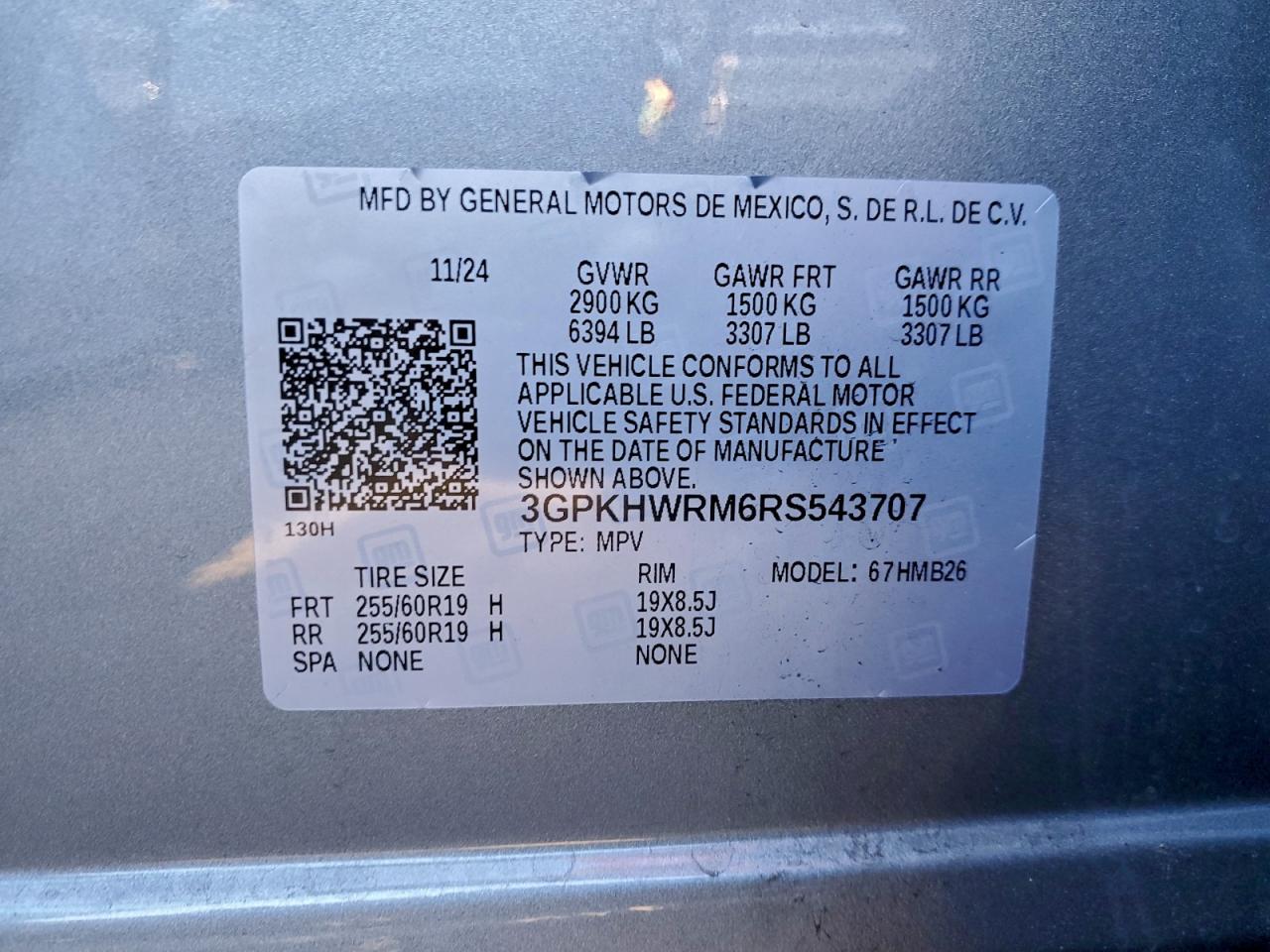 2024 Honda Prologue Tour VIN: 3GPKHWRM6RS543707 Lot: 91892635