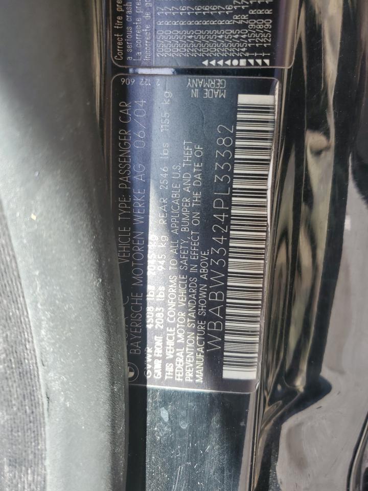 2004 BMW 325 Ci VIN: WBABW33424PL33382 Lot: 92930935