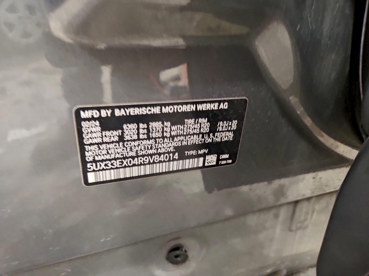 2024 BMW X6 xDrive40I VIN: 5UX33EX04R9V84014 Lot: 93066815