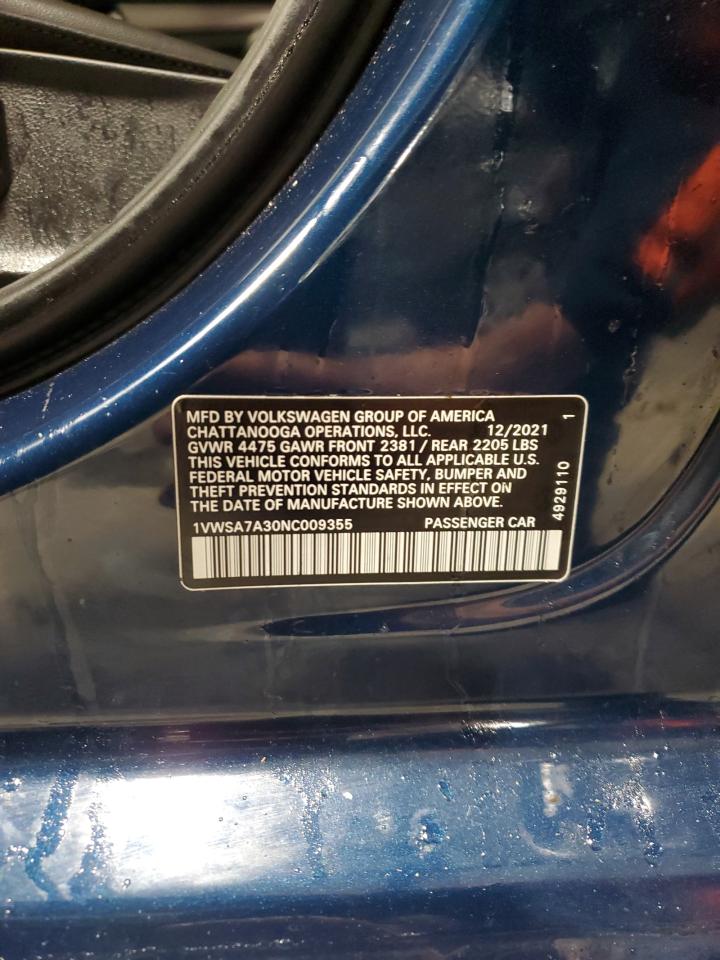 2022 Volkswagen Passat Se VIN: 1VWSA7A30NC009355 Lot: 93945545