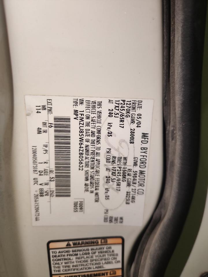 2004 Ford Explorer Limited VIN: 1FMZU85W64ZB05632 Lot: 93147305