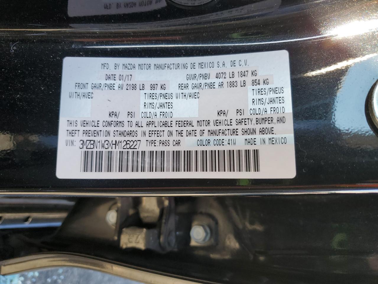 2017 Mazda 3 Grand Touring VIN: 3MZBN1W3XHM126227 Lot: 91361045