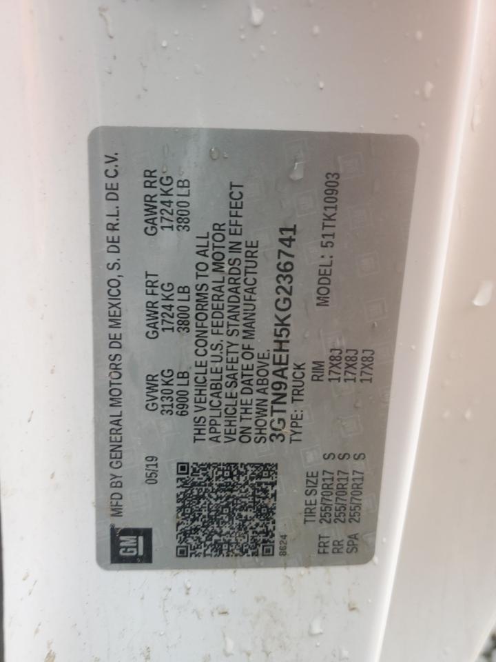 2019 GMC Sierra K1500 VIN: 3GTN9AEH5KG236741 Lot: 93468475
