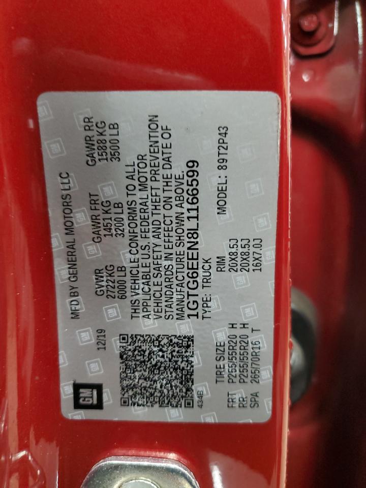 2020 GMC Canyon Denali VIN: 1GTG6EEN8L1166599 Lot: 92634625