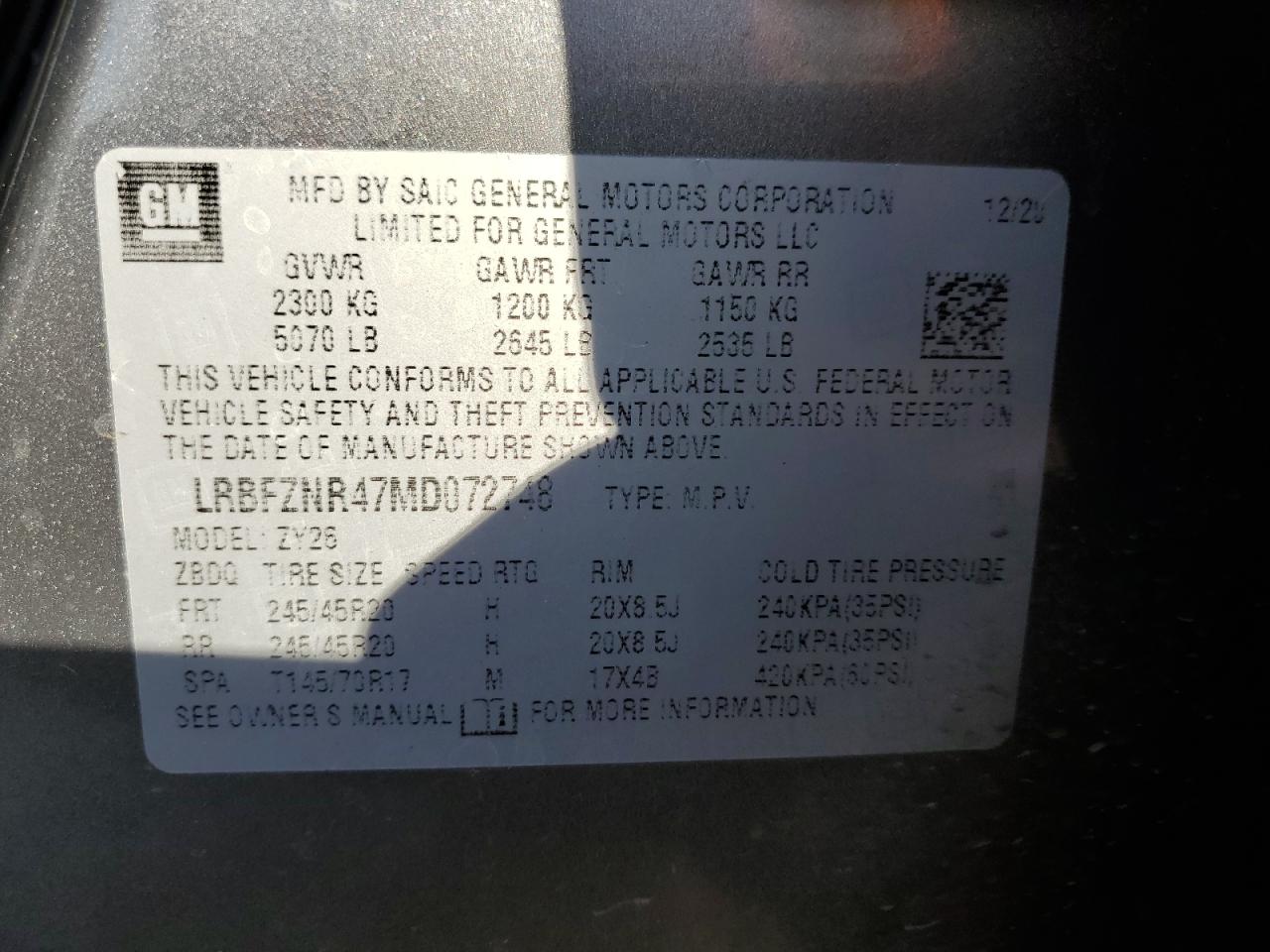 2021 Buick Envision Essence VIN: LRBFZNR47MD072748 Lot: 92026825