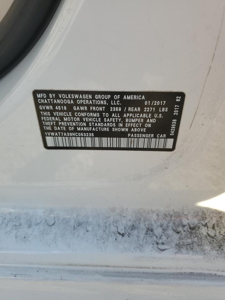 2017 Volkswagen Passat S VIN: 1VWAT7A39HC053235 Lot: 92647045