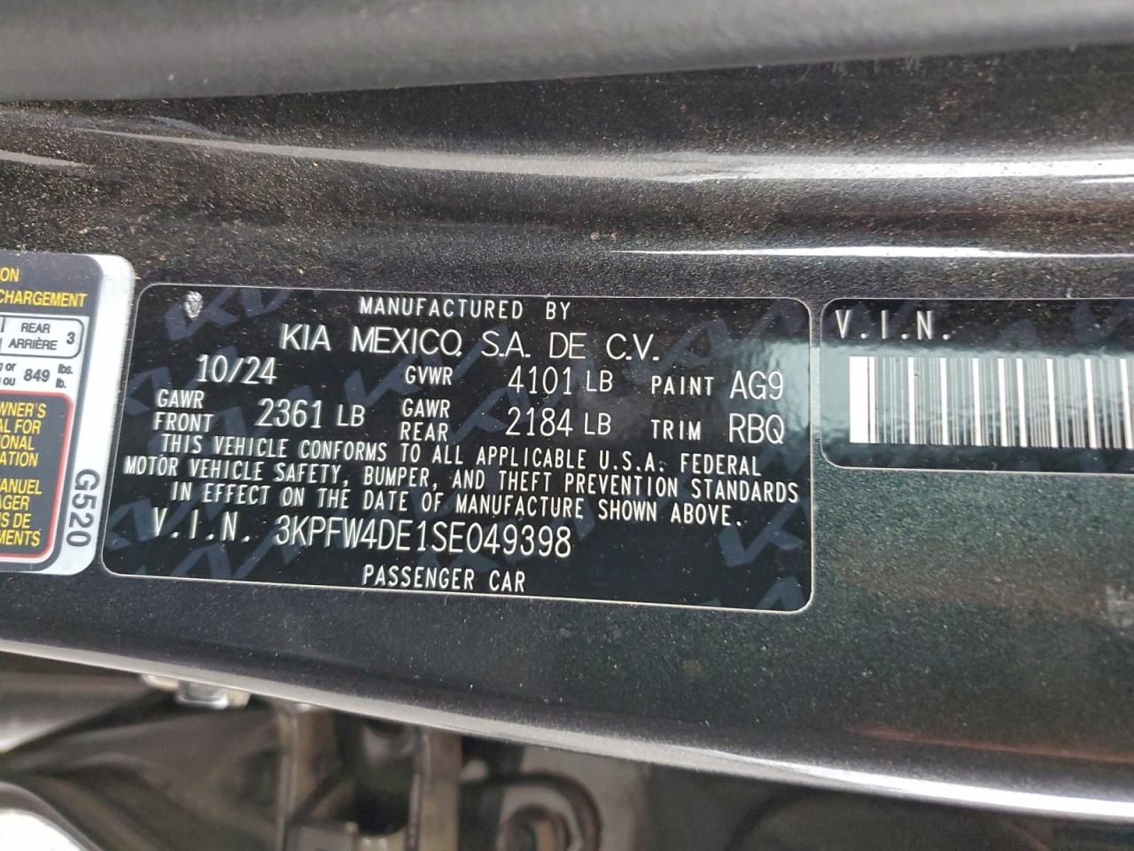 2025 Kia K4 Gt Line VIN: 3KPFW4DE1SE049398 Lot: 94737565