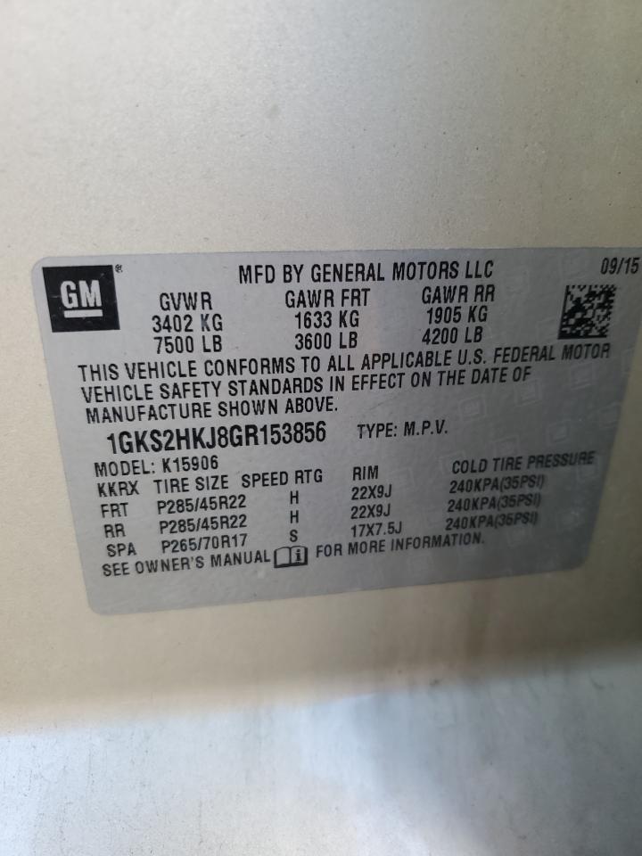 2016 GMC Yukon Xl Denali VIN: 1GKS2HKJ8GR153856 Lot: 92424545