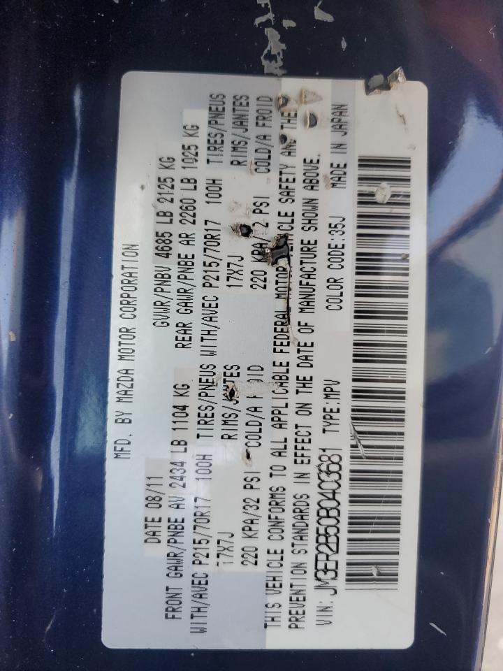 2011 Mazda Cx-7 VIN: JM3ER2B50B0403681 Lot: 93100035