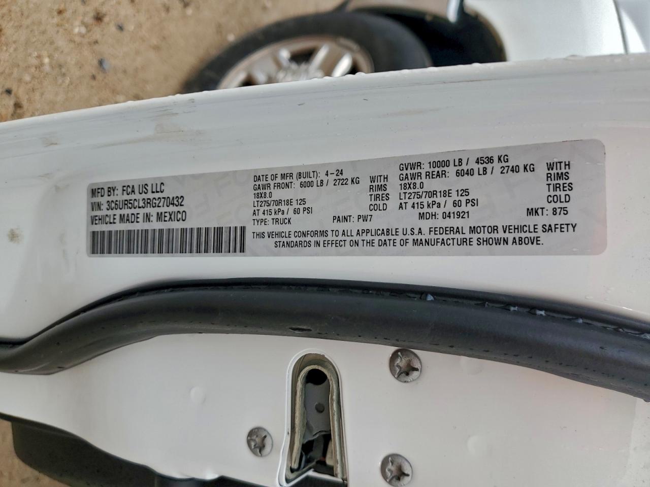 2024 Ram 2500 Tradesman VIN: 3C6UR5CL3RG270432 Lot: 94230255