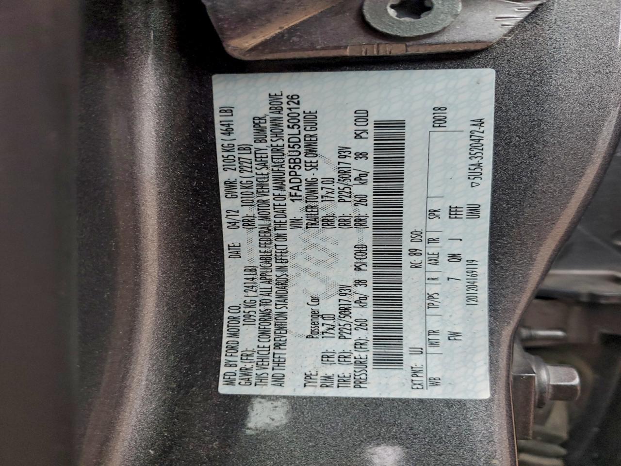 2013 Ford C-Max Sel VIN: 1FADP5BU5DL500126 Lot: 94352585