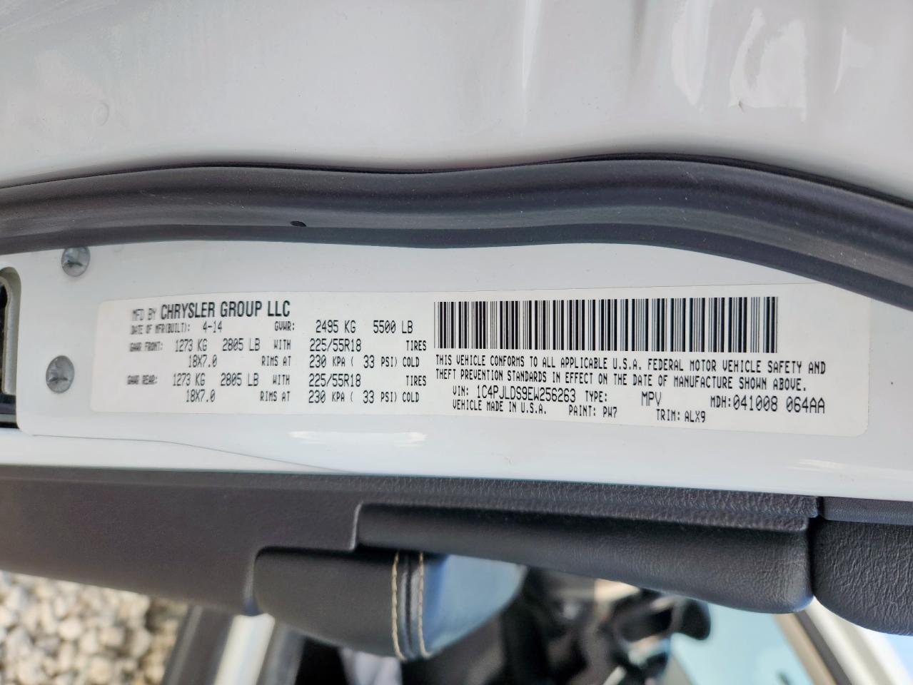 2014 Jeep Cherokee Limited VIN: 1C4PJLDS9EW256263 Lot: 93010015