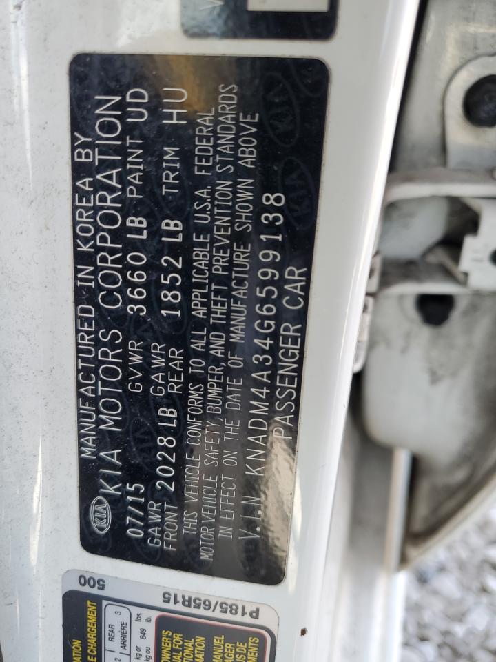 2016 Kia Rio Lx VIN: KNADM4A34G6599138 Lot: 90744625