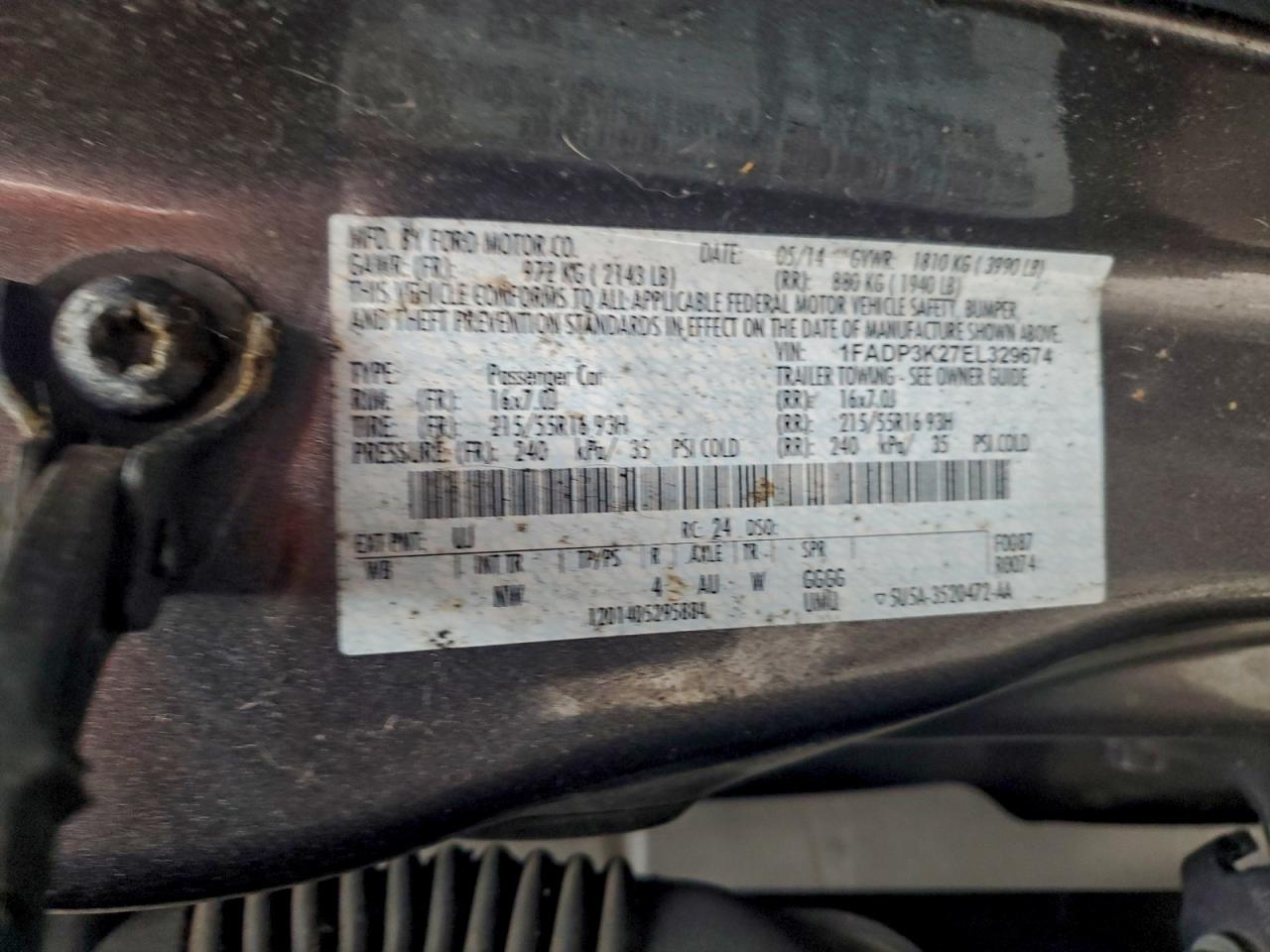 2014 Ford Focus Se VIN: 1FADP3K27EL329674 Lot: 94227565