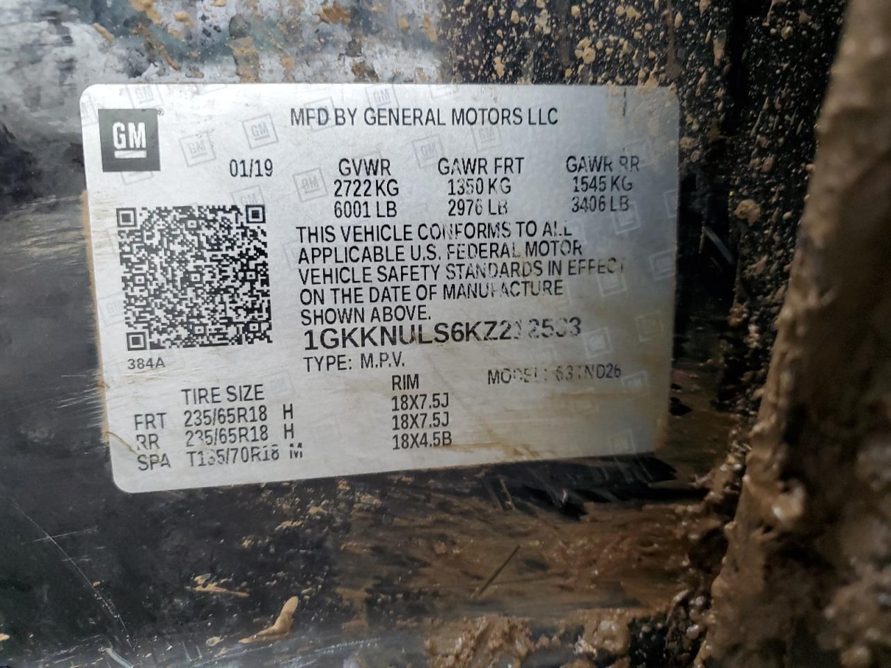 2019 GMC Acadia Slt-1 VIN: 1GKKNULS6KZ212533 Lot: 93412755