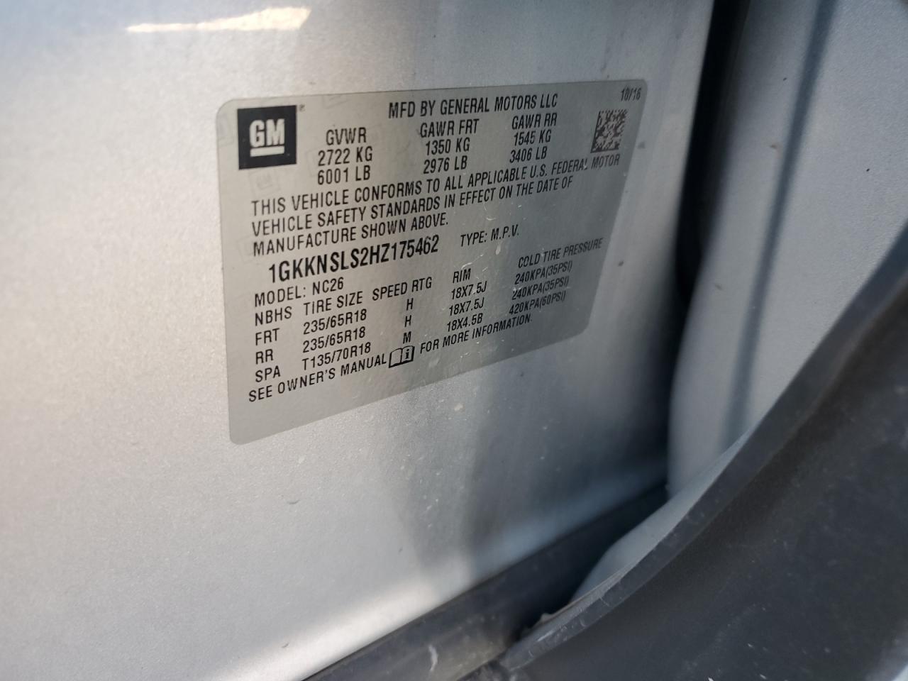 2017 GMC Acadia Sle VIN: 1GKKNSLS2HZ175462 Lot: 92822865