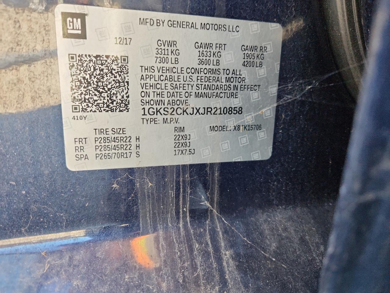 2018 GMC Yukon Denali VIN: 1GKS2CKJXJR210858 Lot: 91066435