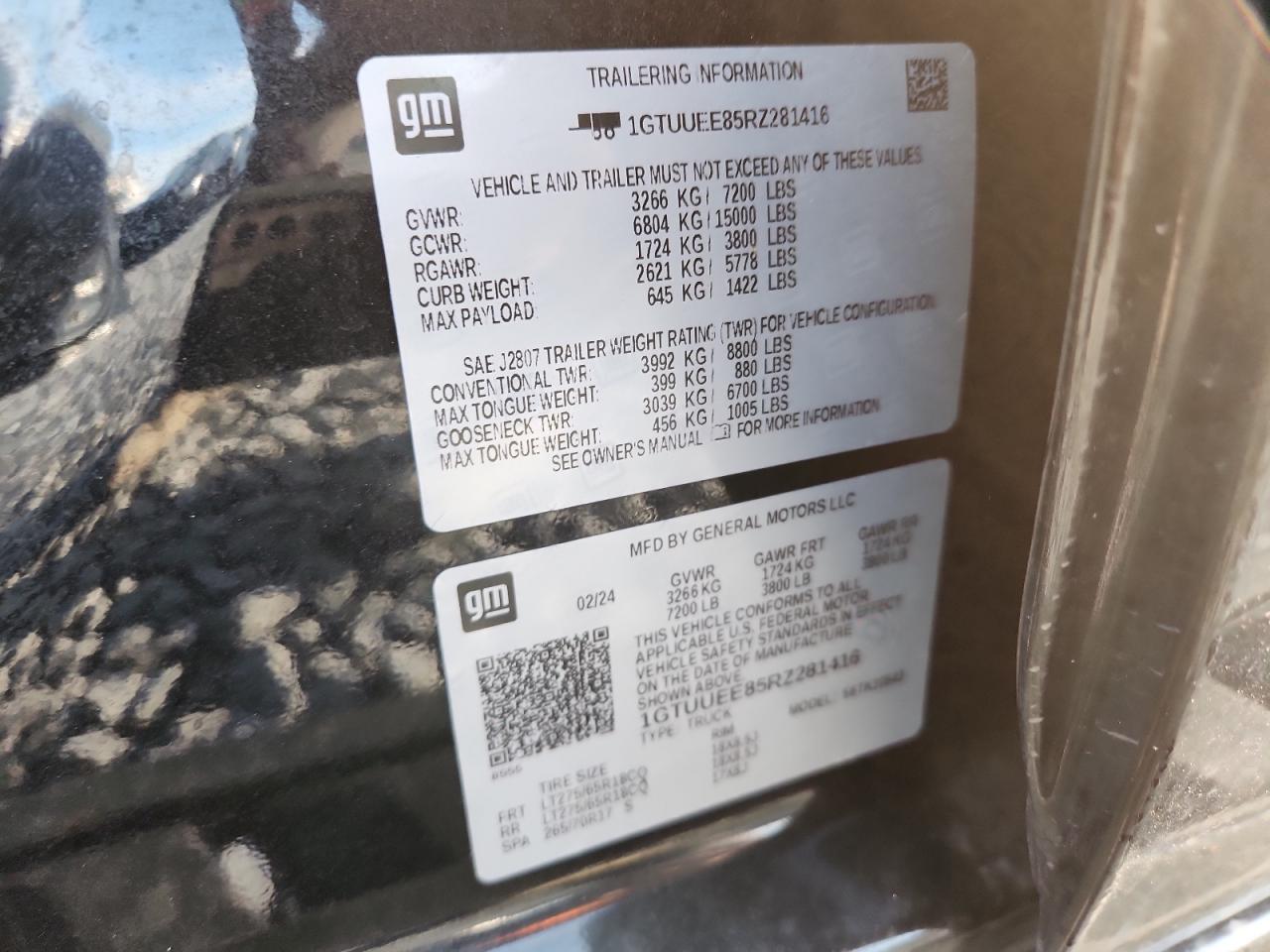 2024 GMC Sierra K1500 At4 VIN: 1GTUUEE85RZ281416 Lot: 92793605