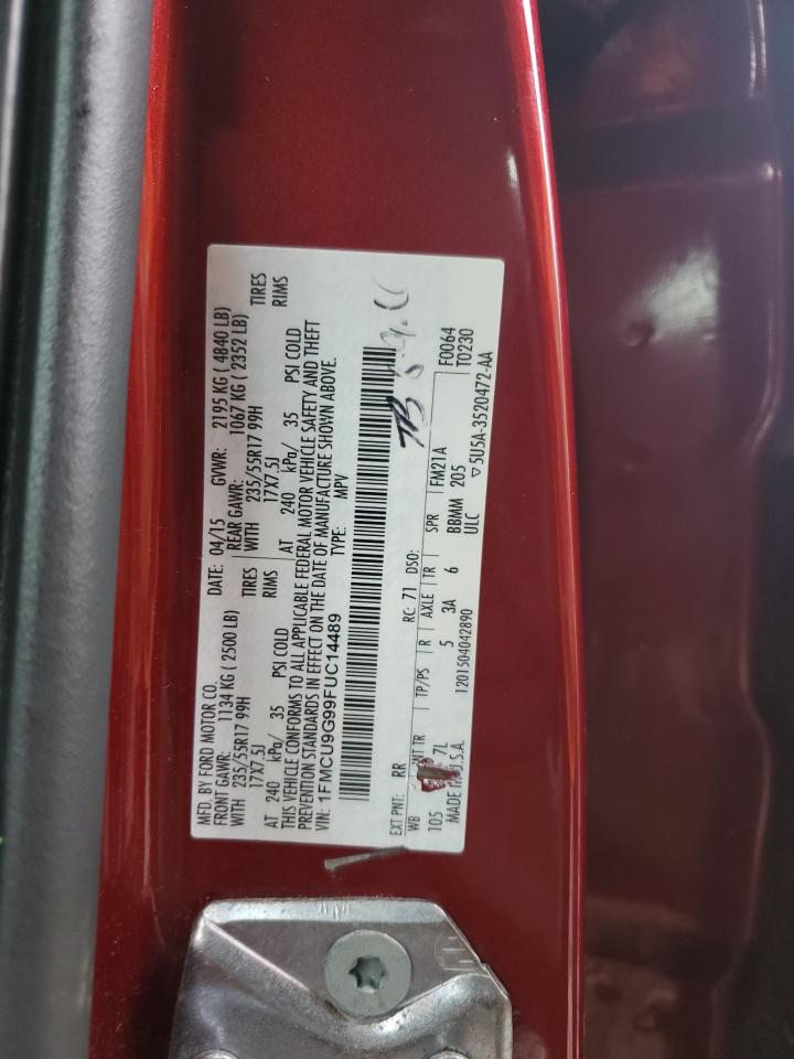 2015 Ford Escape Se VIN: 1FMCU9G99FUC14489 Lot: 91697965