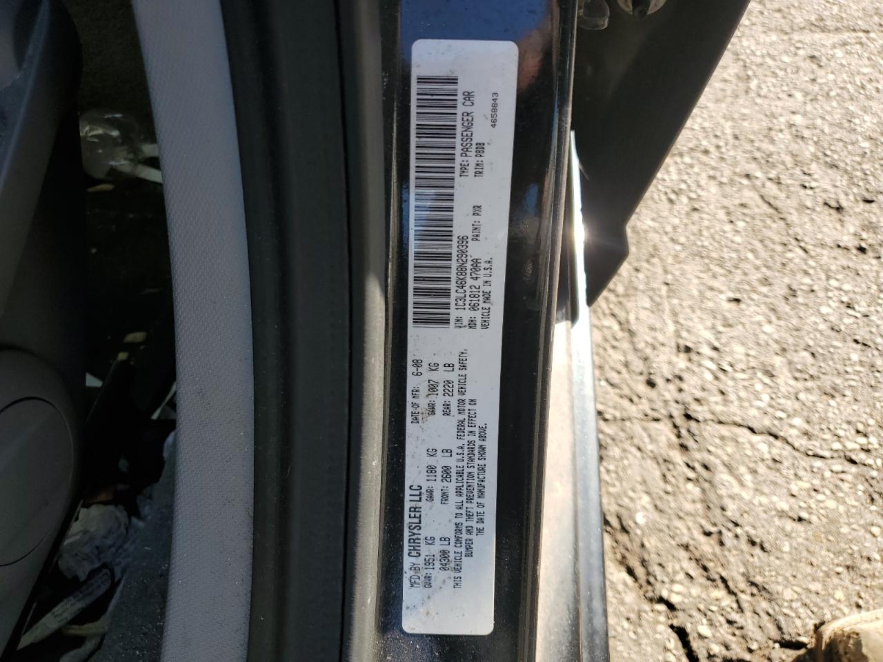 2008 Chrysler Sebring Lx VIN: 1C3LC46K88N290396 Lot: 92693255