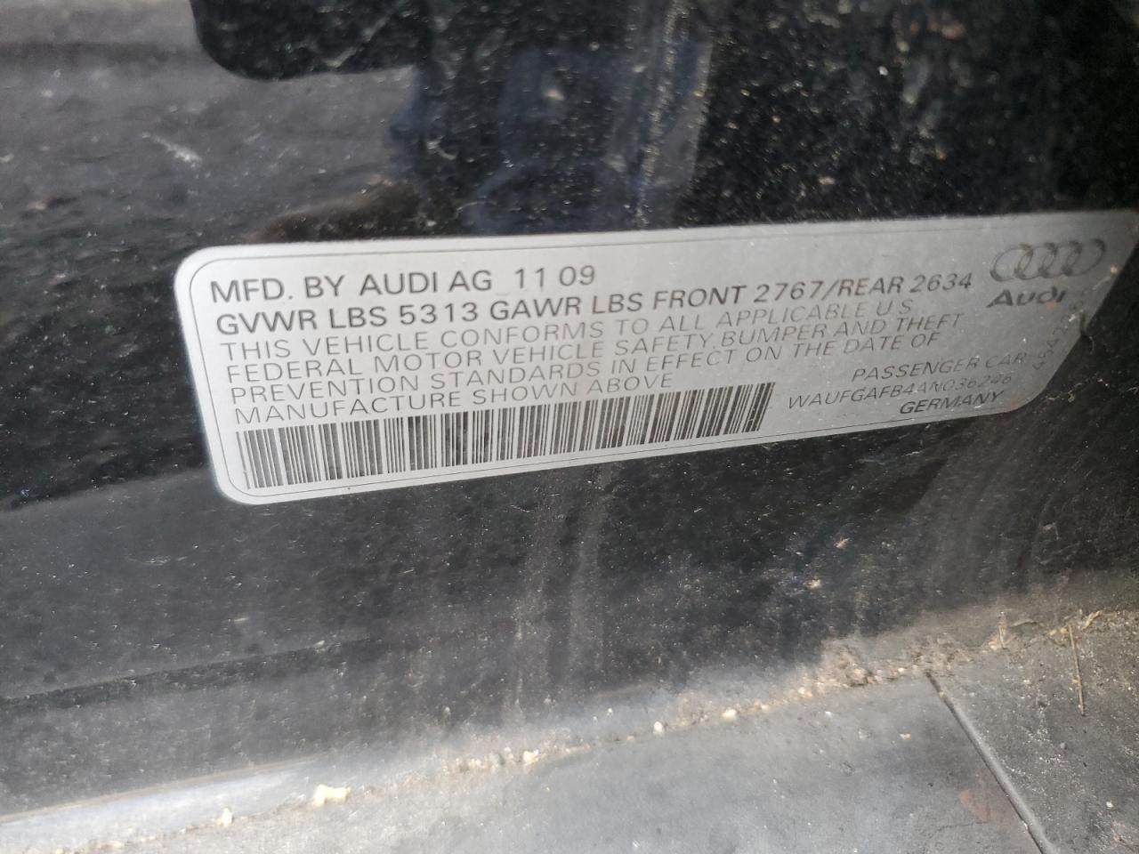 2010 Audi A6 Premium Plus VIN: WAUFGAFB4AN036246 Lot: 92731905