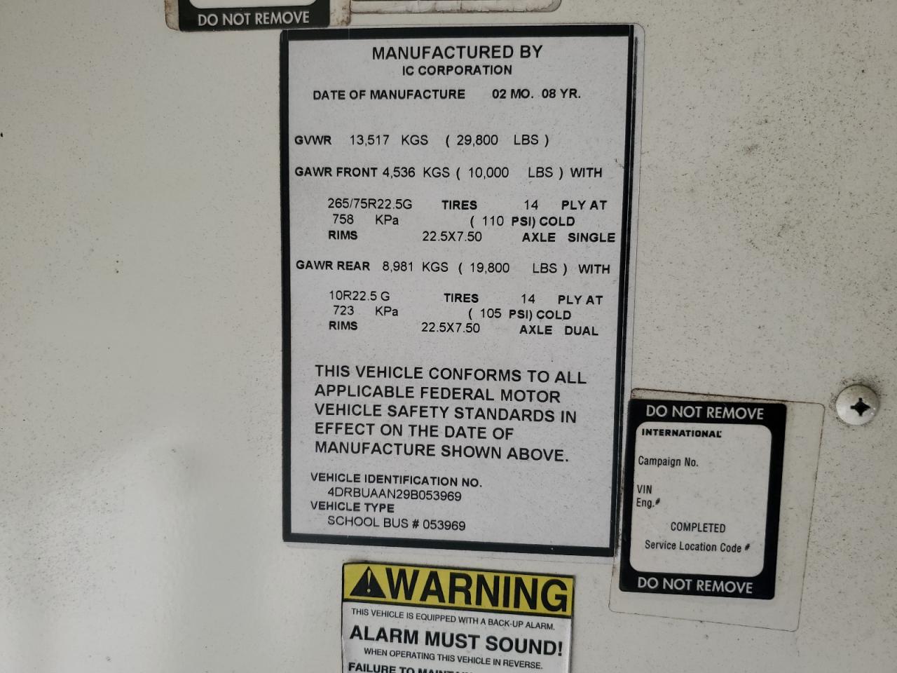 2009 Ic Corporation 3000 Ce VIN: 4DRBUAAN29B053969 Lot: 91495085