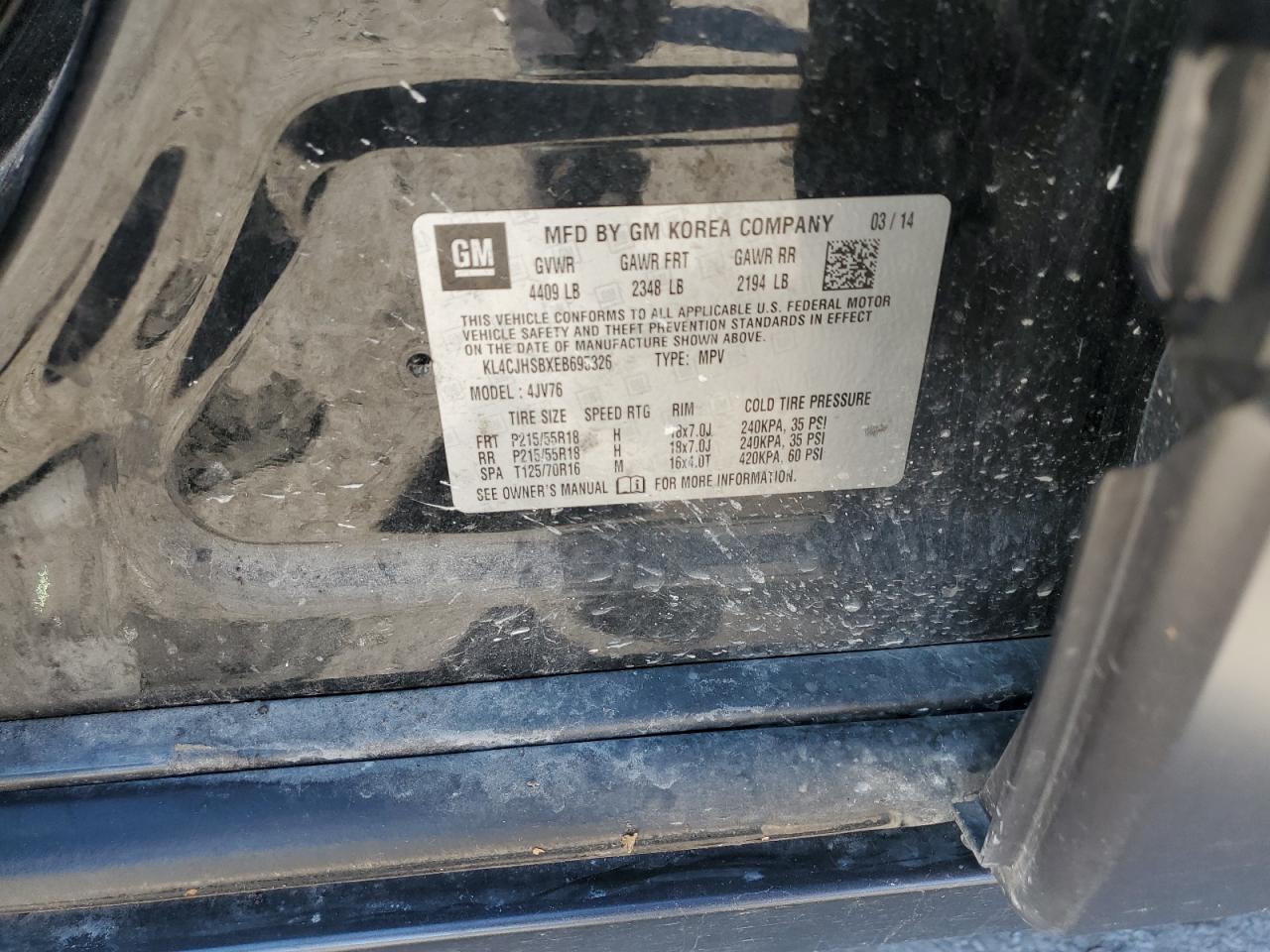 2014 Buick Encore Premium VIN: KL4CJHSBXEB695326 Lot: 91913525