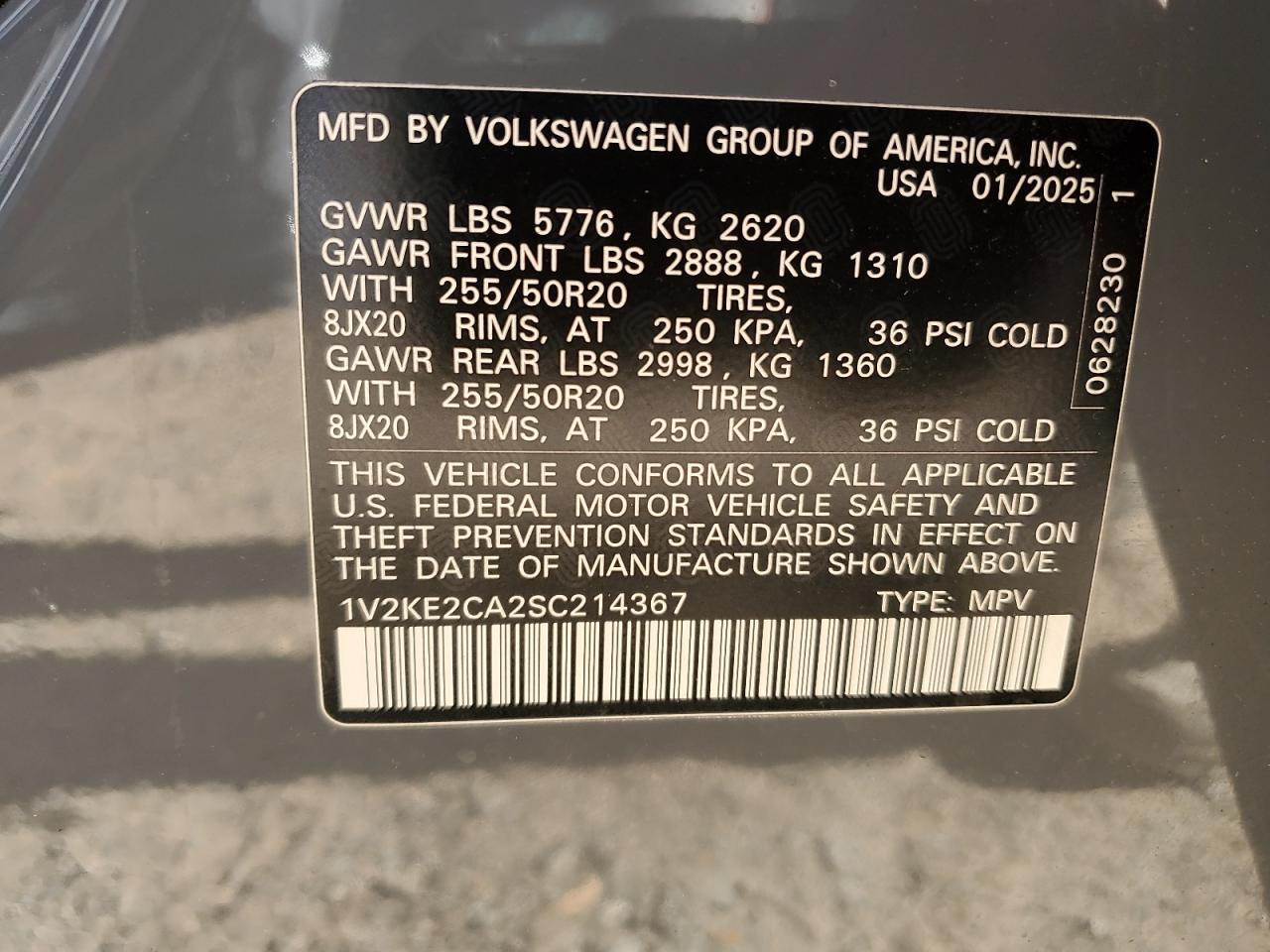 2025 Volkswagen Atlas Cross Sport Se VIN: 1V2KE2CA2SC214367 Lot: 91509295