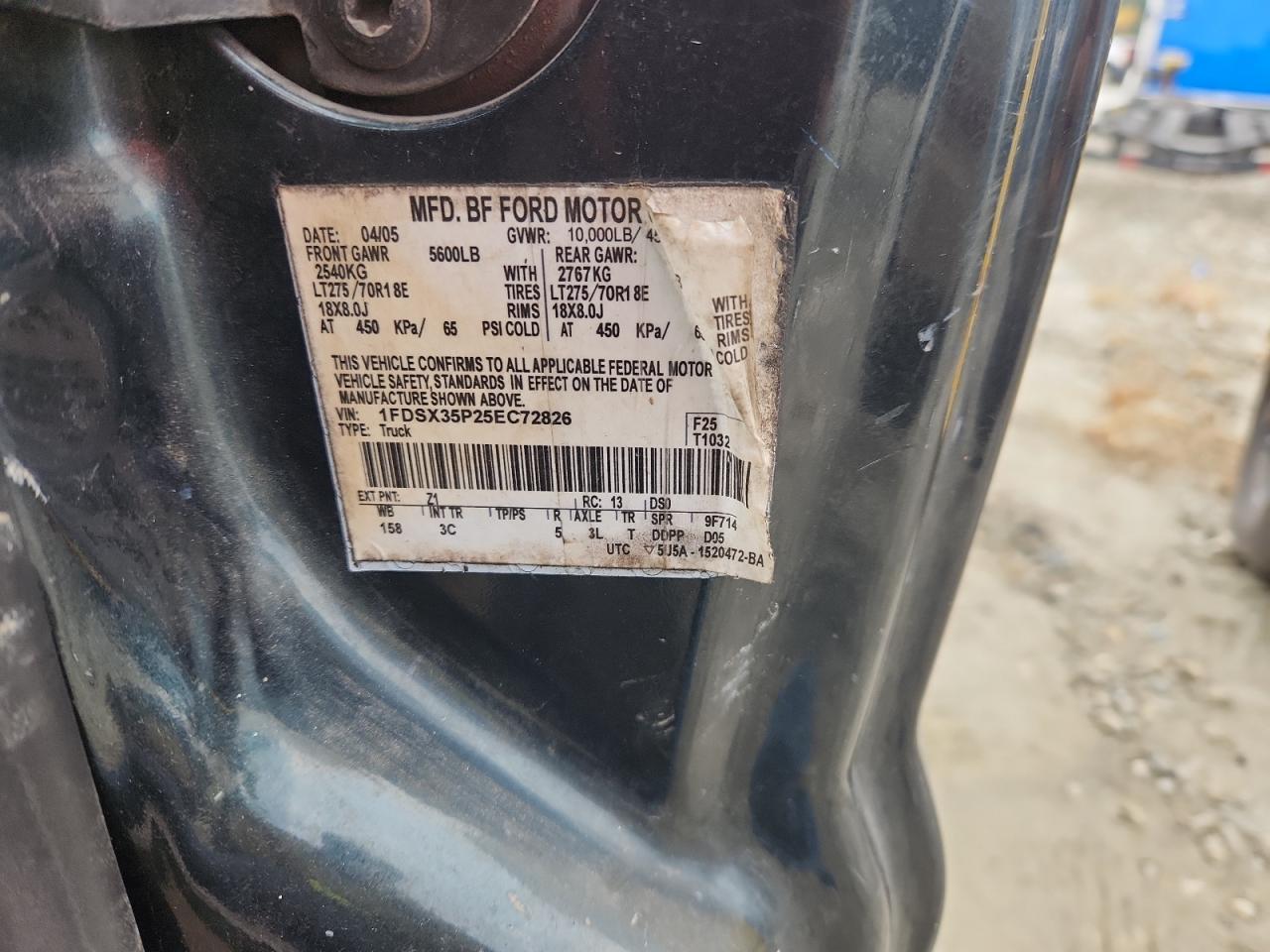 2005 Ford F350 Srw Super Duty VIN: 1FDSX35P25EC72826 Lot: 90870515