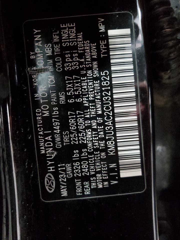 2012 Hyundai Tucson Gls VIN: KM8JU3AC2CU321825 Lot: 92193705