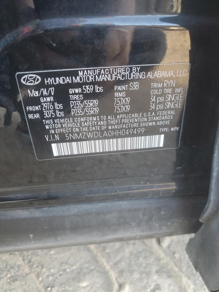 2017 Hyundai Santa Fe Sport VIN: 5NMZWDLA0HH049499 Lot: 91910255