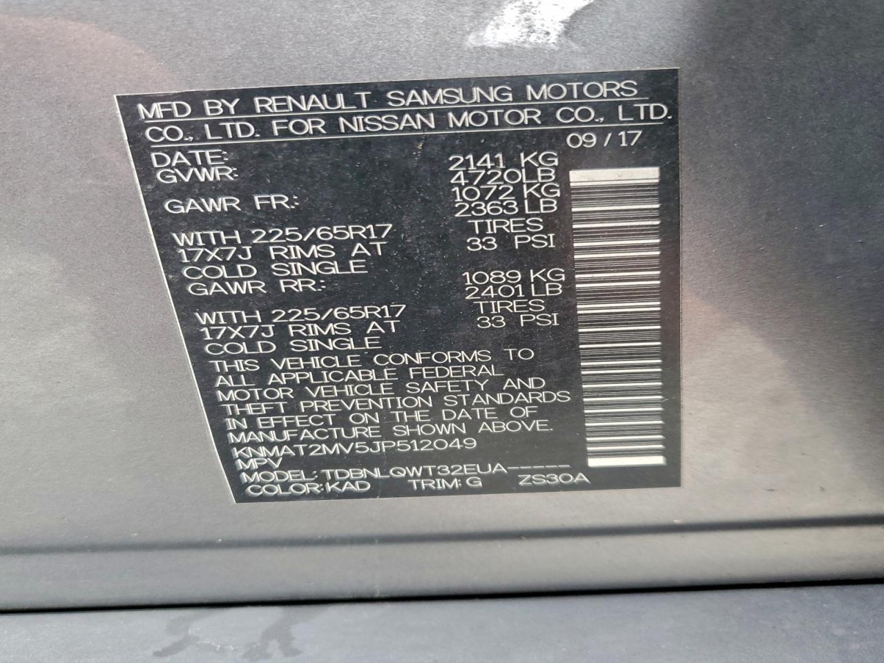 2018 Nissan Rogue S VIN: KNMAT2MV5JP512049 Lot: 94733035