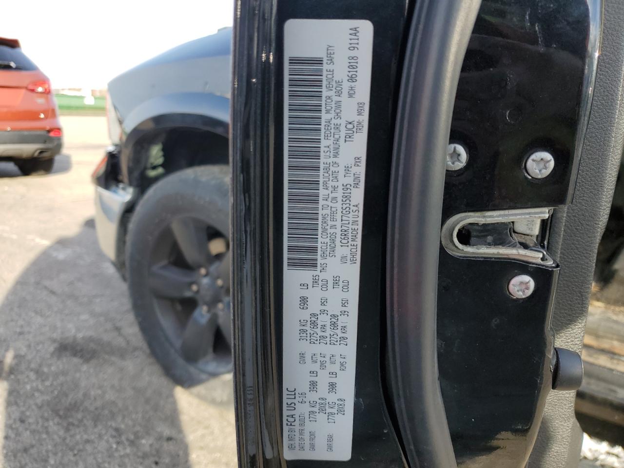 2016 Ram 1500 Slt VIN: 1C6RR7LT7GS358195 Lot: 92232215