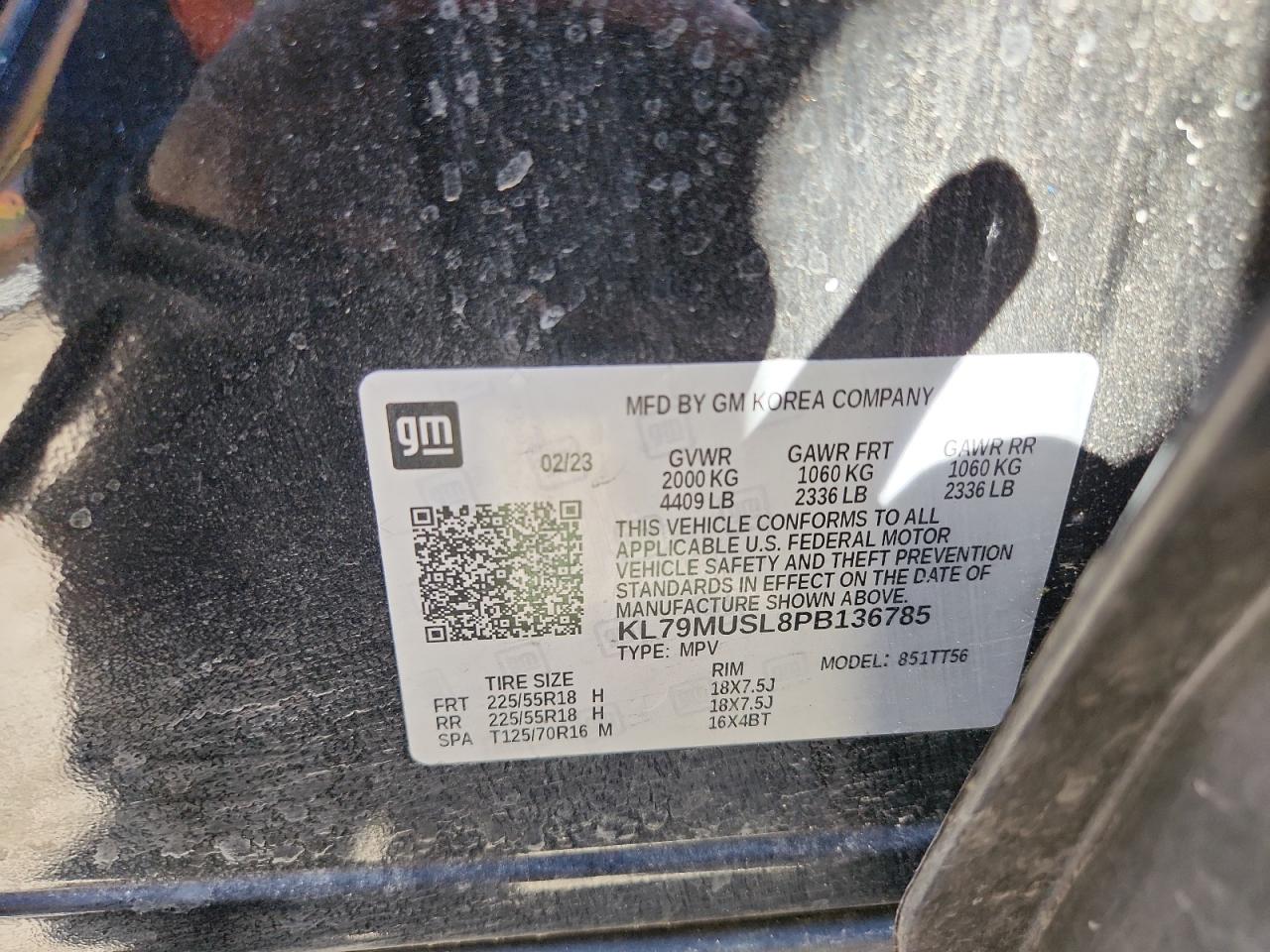 2023 Chevrolet Trailblazer Rs VIN: KL79MUSL8PB136785 Lot: 91684295