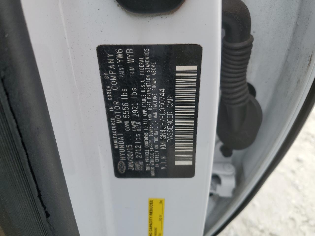 2015 Hyundai Genesis 5.0L VIN: KMHGN4JF7FU080744 Lot: 92717345