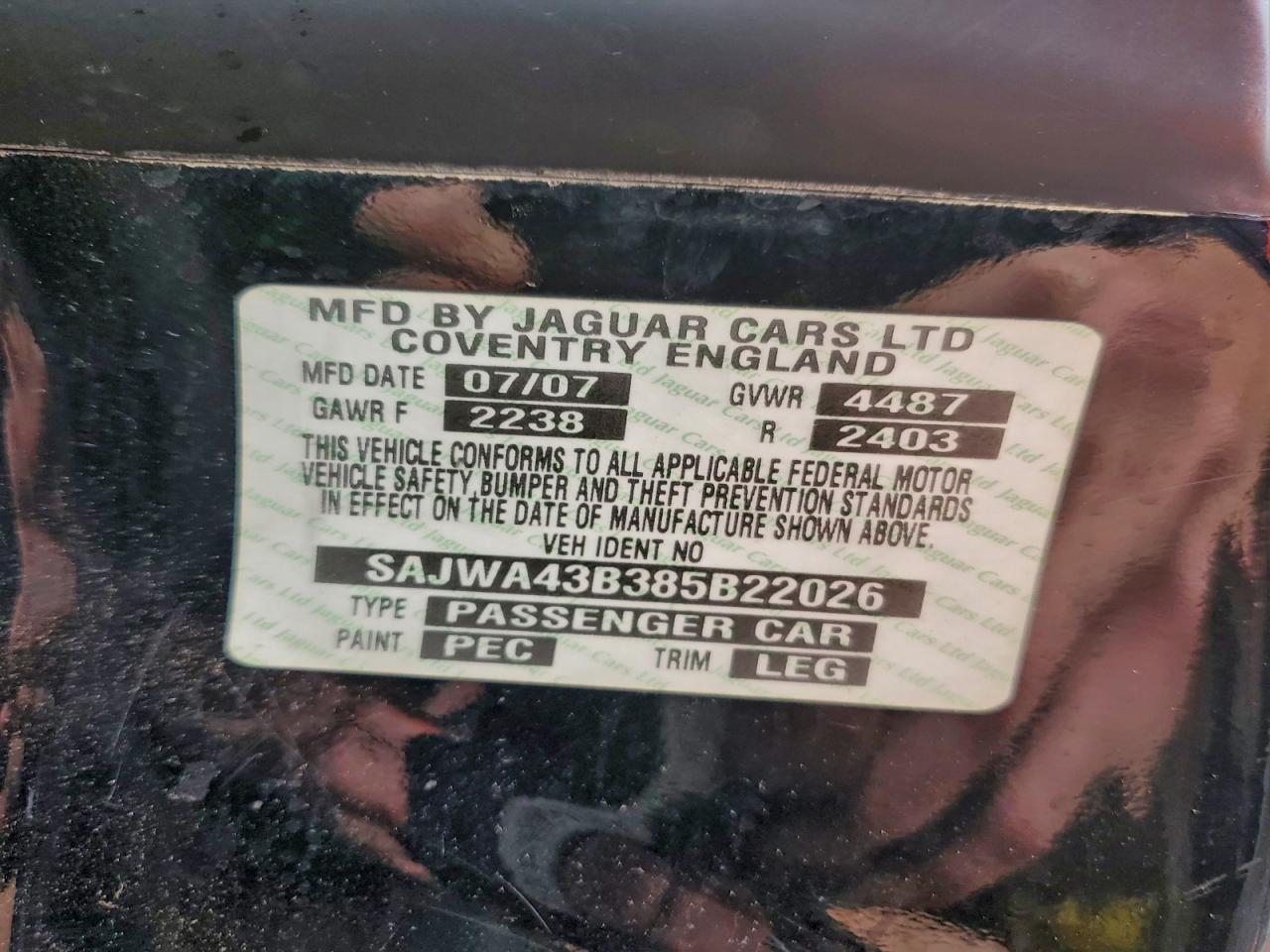 2008 Jaguar Xk VIN: SAJWA43B385B22026 Lot: 93940795