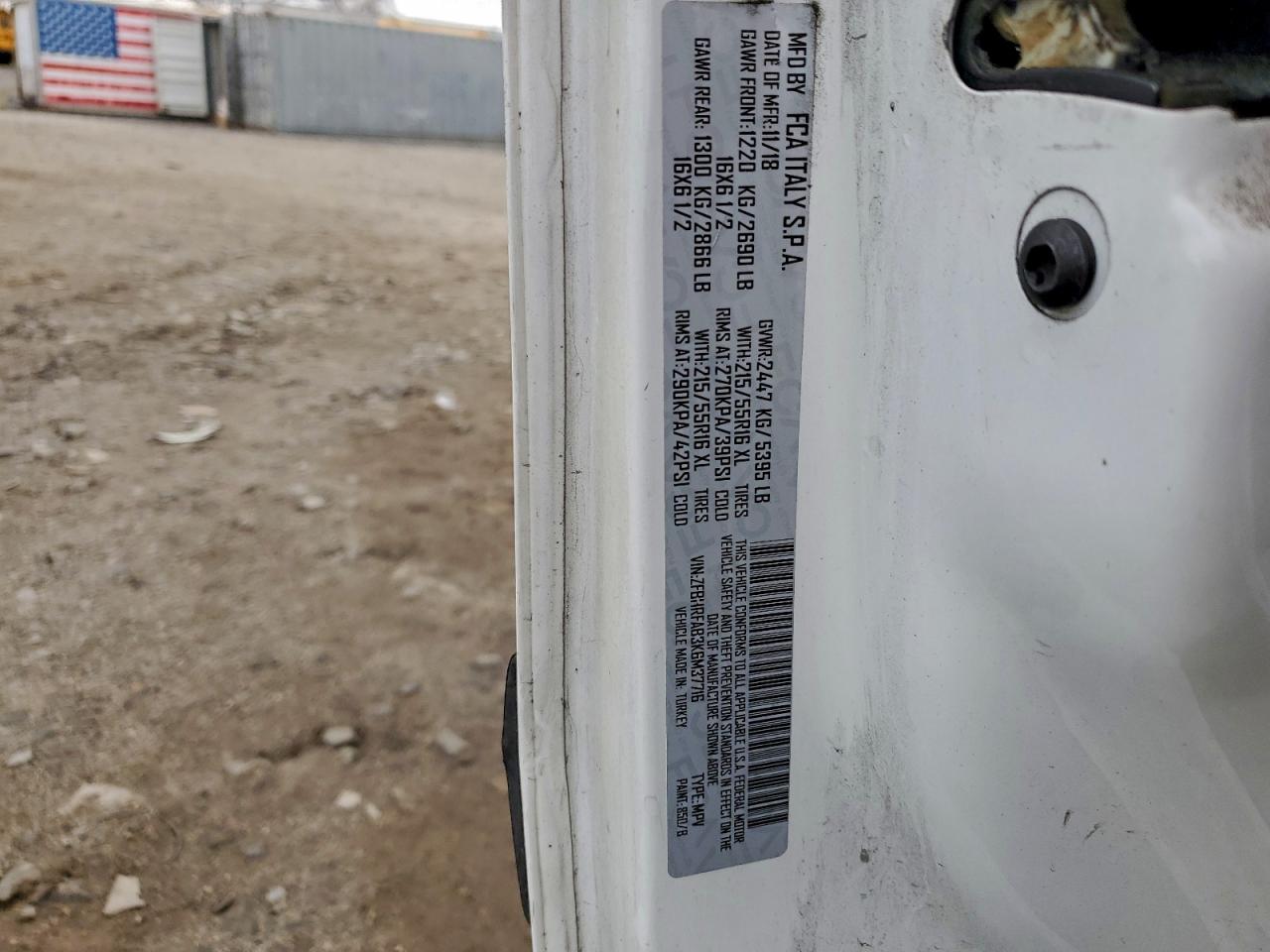 2019 Ram Promaster City VIN: ZFBHRFAB3K6M37716 Lot: 94230315