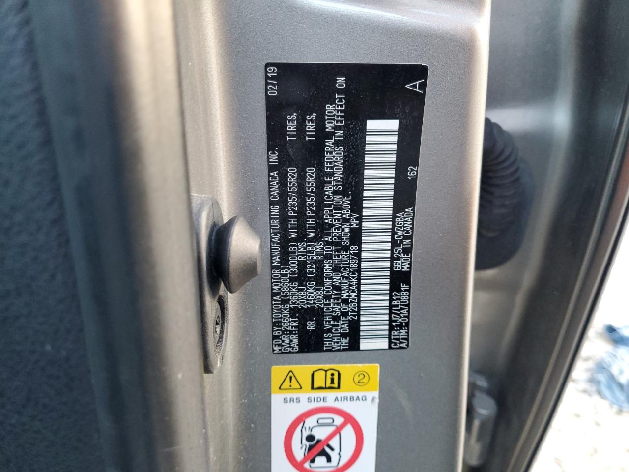 2019 Lexus Rx 350 Base VIN: 2T2BZMCA4KC189718 Lot: 92867125