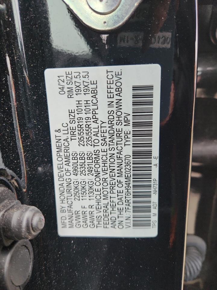 2021 Honda Cr-V Touring VIN: 7FART6H94ME023670 Lot: 93194155