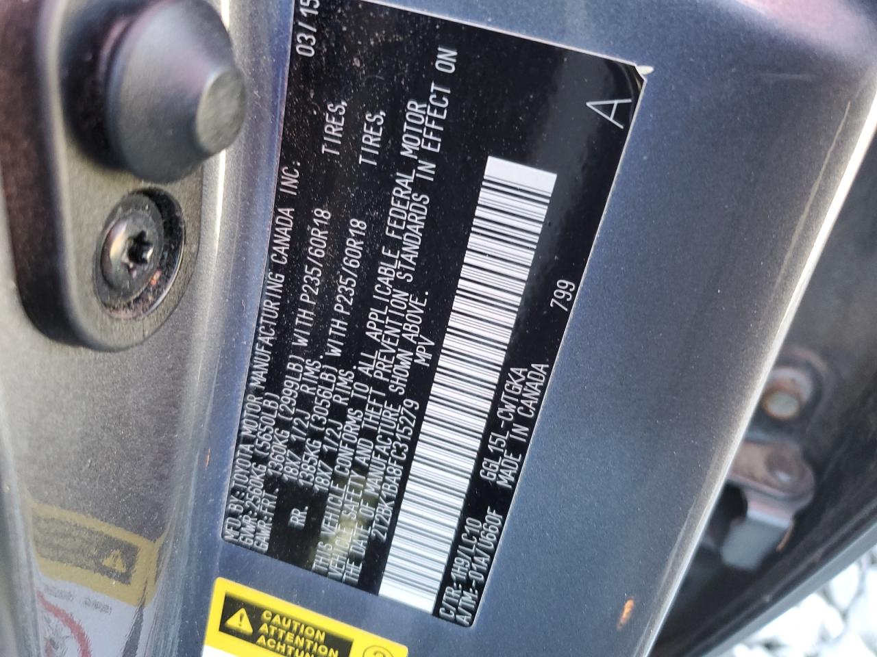 2015 Lexus Rx 350 Base VIN: 2T2BK1BA8FC315279 Lot: 91355805